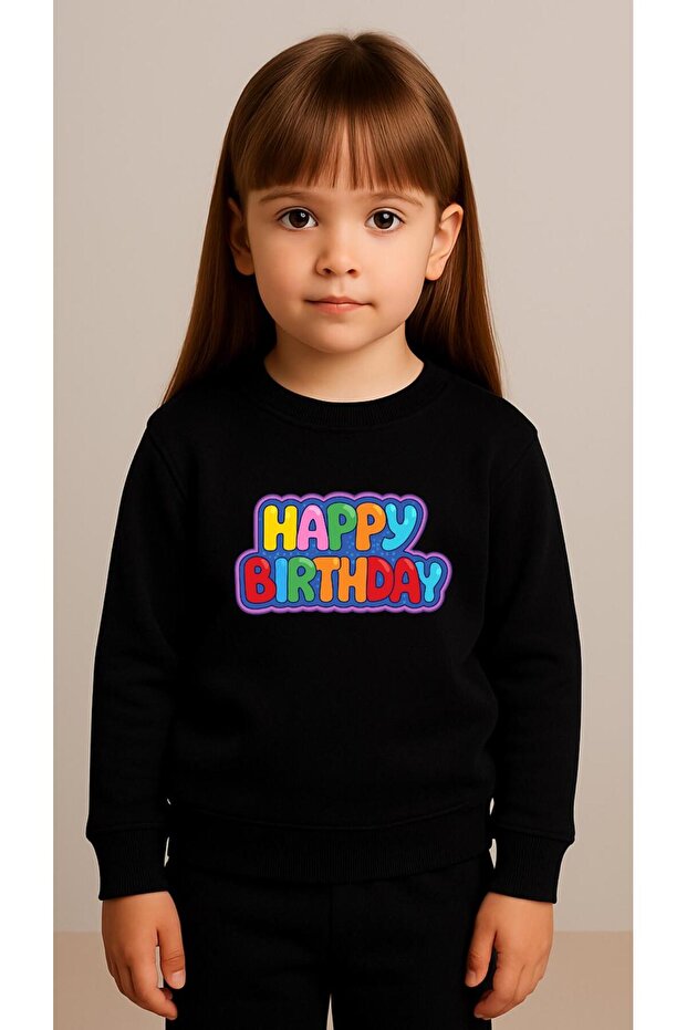 Team Sweatshirt Happy Printed Girls Boys Crew Neck3 4-5-6-7-8-9-10-11-12Years