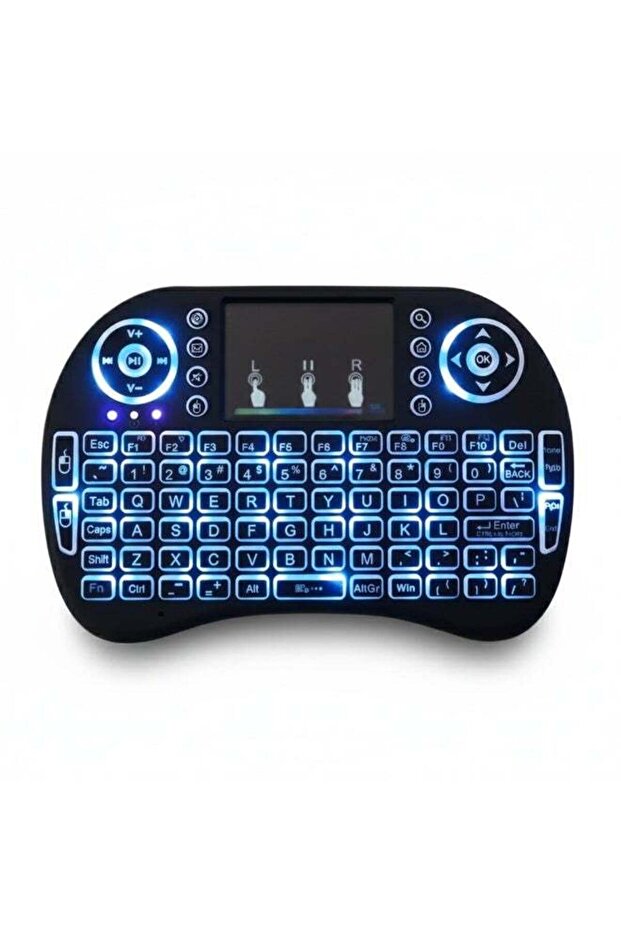 Mini Wireless Keyboard with Colors LED Backlight and Integrated Touchpad - 1