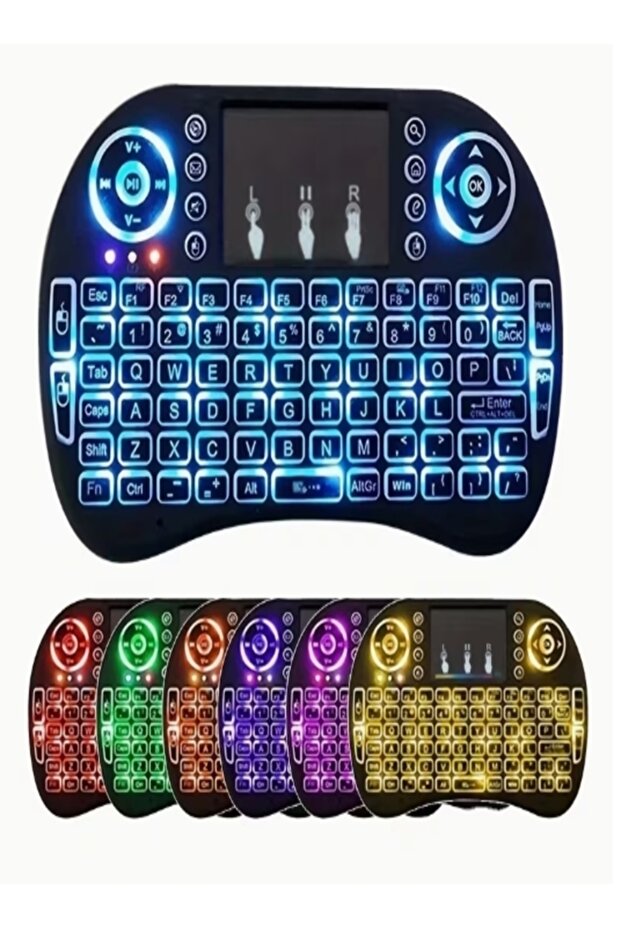 Mini Wireless Keyboard with Colors LED Backlight and Integrated Touchpad - 2