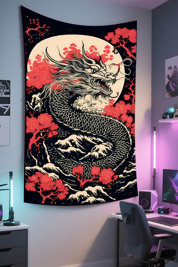 Anime Printed Wall Covering – Anime & Gamer Themed, High-Quality Fabric, Tapestry Wall Carpet