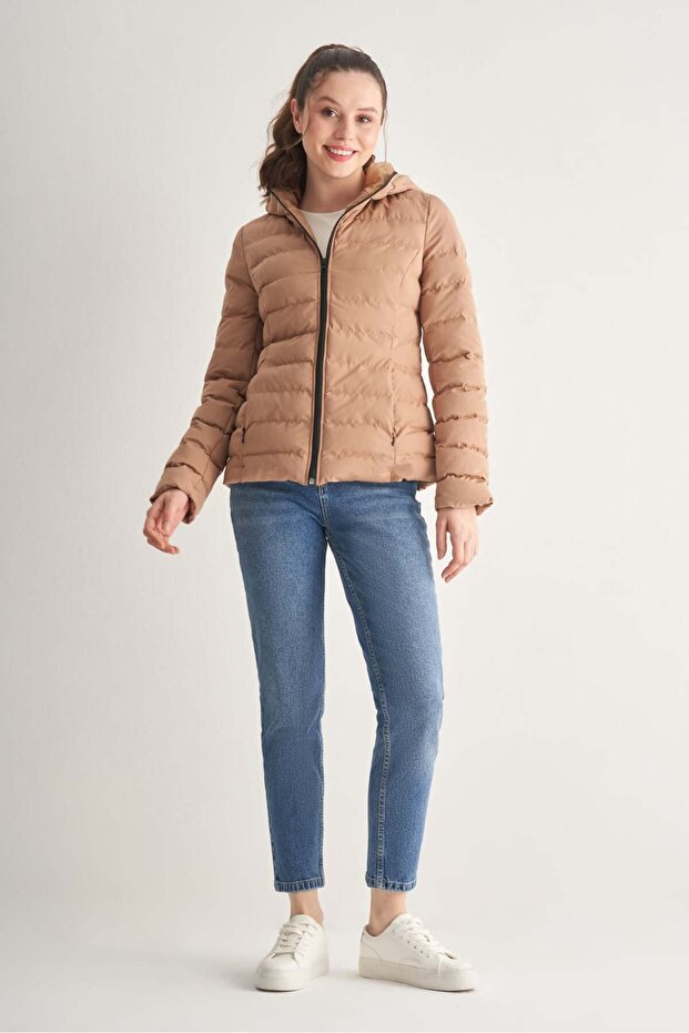 Kapüşonlu Kısa Mont - 2