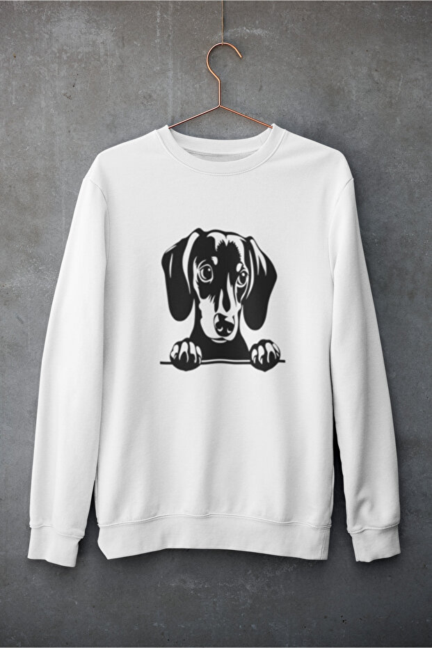 سويت شيرت قطني بأكمام طويلة مطبوع عليه كلب مبطن بالصوف NISEX SWEATSHIRT
