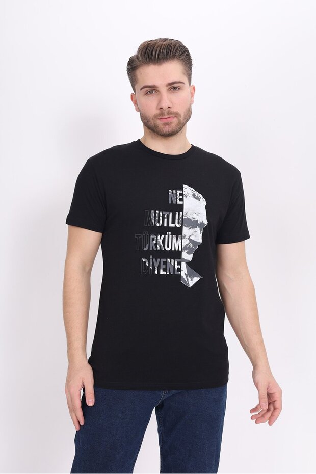 Unisex Ataturk Printed Crew Neck Short Sleeve T-Shirt