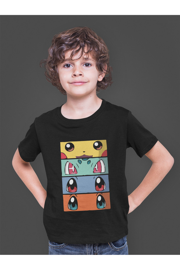 Pokemon All Caracters Pikachu Bulbasaur Charizard Printed Kids Tee T-Shirt