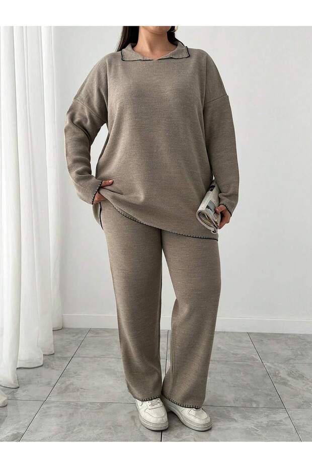 طقم تريكو رفيع مقاس كبير - 1