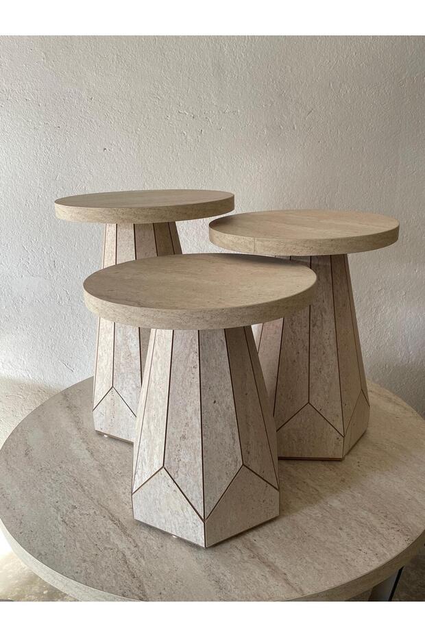 TRAVERTEN 3 LÜ MANTAR SEHPA - 3