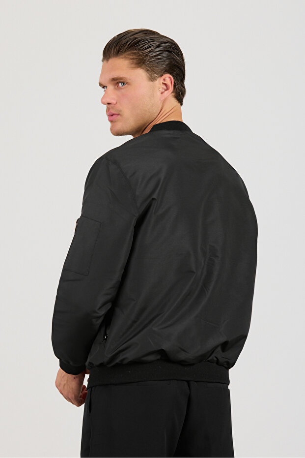 Erkek Siyah Mevsimlik Bomber Ceket - 5