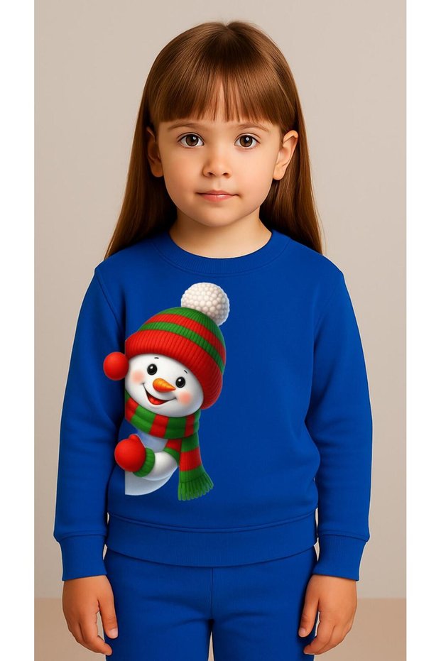 Children's Suit Sweatshirt Snow Beret B Printed Girls Boys Crew Neck3 4-5-6-7-8-9-10-11-12Years