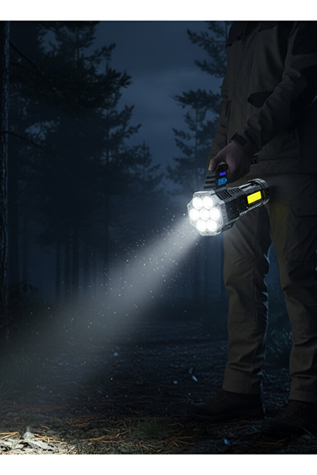 مصباح يدوي LED قابل لإعادة الشحن مع ضوء جانبي COB، يعمل بالبطارية فائقة السطوع ومقاوم للماء