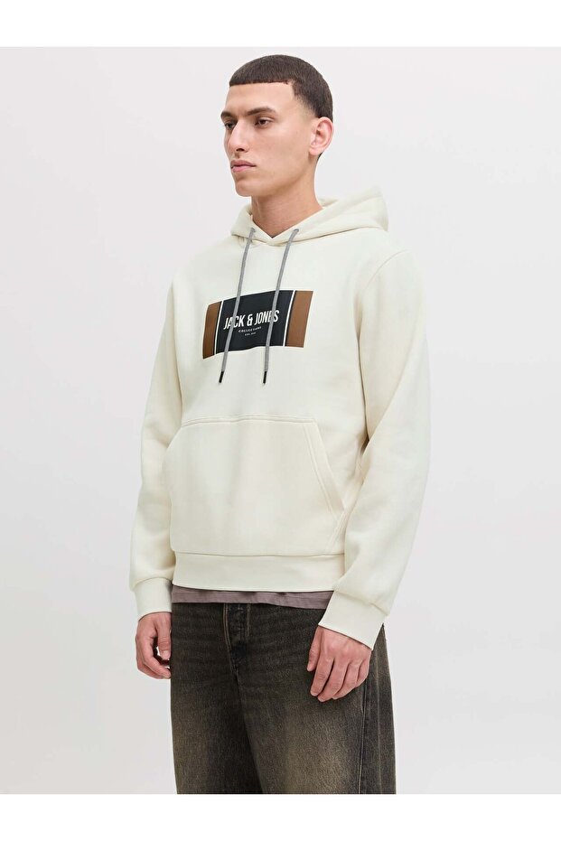 Jjhayato Sweat Hood Ecru Men's Sweatshirt 12278614