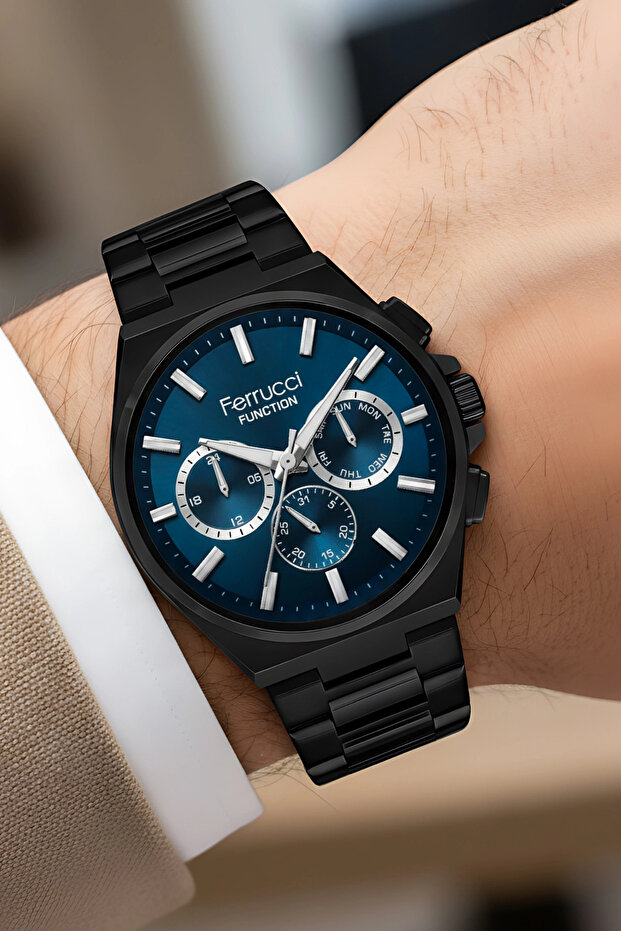 Function Men's Wristwatch Steel Case & Steel Band Black Zmfer216