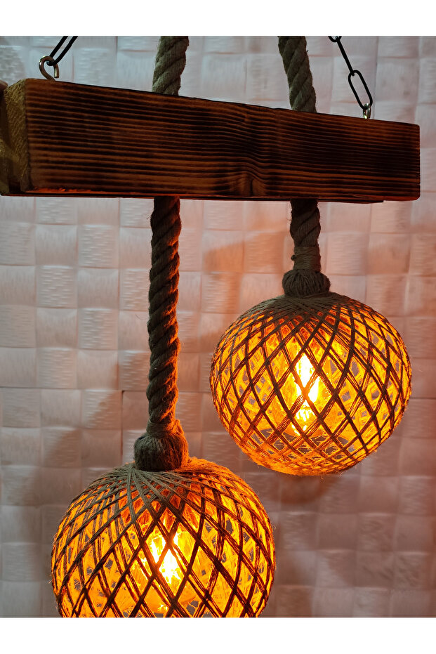 Eskitme Ahşap Avize - 6