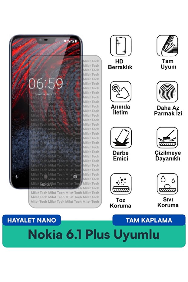 طبقة حماية للشاشة من Nokia 6.1 Plus Ghost Nano مقاومة للخدوش والبقع