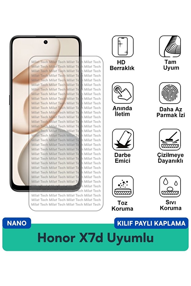 حافظة لهاتف Honor X7d Nano متوافقة مع واقي الشاشة وحماية ضد الصدمات وحساسية عالية