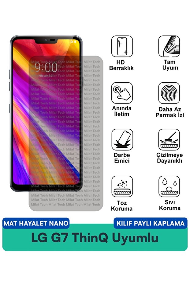 غطاء حماية نانو ماتي لهاتف LG G7 ThinQ متوافق مع طبقة حماية الشاشة مقاومة للخدوش والصدمات