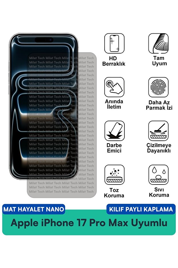 حافظة Apple iPhone 17 Pro Max Matte Ghost Nano متوافقة مع طبقة حماية الشاشة وحماية من الخدوش والصدمات