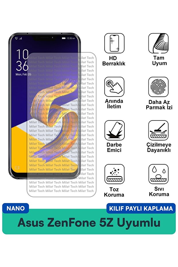 حافظة Asus ZenFone 5Z Nano متوافقة مع واقي الشاشة ومقاوم للخدش ومقاوم للصدمات وبنية رقيقة