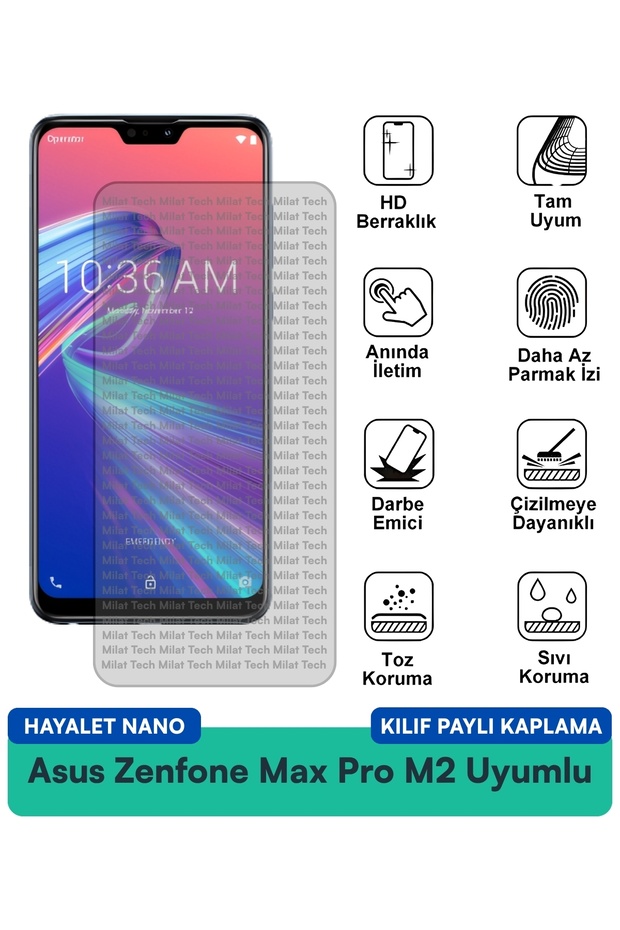 حافظة Asus Zenfone Max Pro M2 Ghost Nano متوافقة مع طبقة حماية مقاومة للبقع وحماية الخصوصية