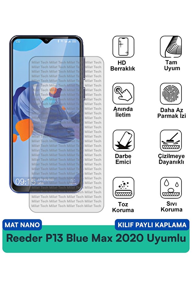 Reeder P13 Blue Matte Nano Case Compatible Screen Protection Film Stain Resistant Reduces Reflection