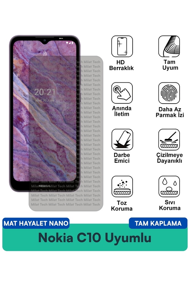 طبقة حماية للشاشة من Nokia C10 Matte Ghost Nano مقاومة للخدوش
