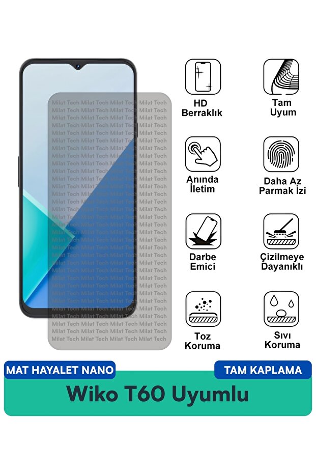 فيلم حماية شاشة Wiko T60 Mat Hayalet Nano مقاوم للخدوش والصدمات