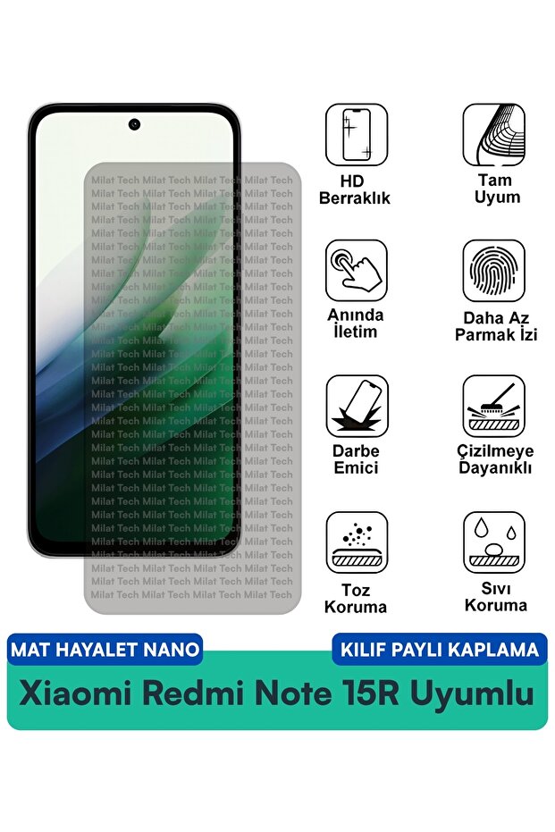 Xiaomi Redmi Note 15R Matte Ghost Nano Case Compatible Screen Protection Film Scratch and Impact Resistant