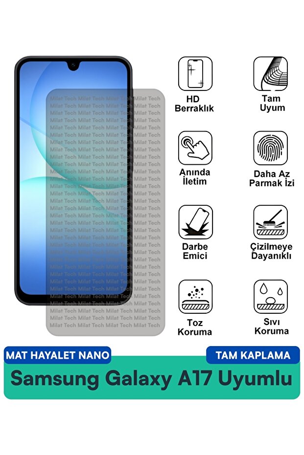 Samsung Galaxy A17 Matte Ghost Nano Screen Protector Film Provides Privacy Protection Blocks Fingerprints