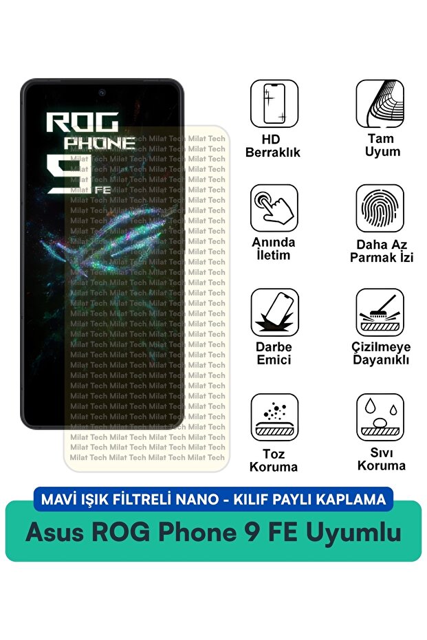 حافظة نانو متوافقة مع هاتف Asus ROG Phone 8 Pro مع فلتر الضوء الأزرق وطبقة حماية للشاشة وحماية من الأشعة فوق البنفسجية