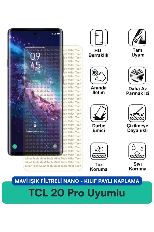 حافظة نانو مزودة بفلتر الضوء الأزرق من TCL 20 Pro، متوافقة مع طبقة حماية الشاشة، مقاومة للخدش والصدمات