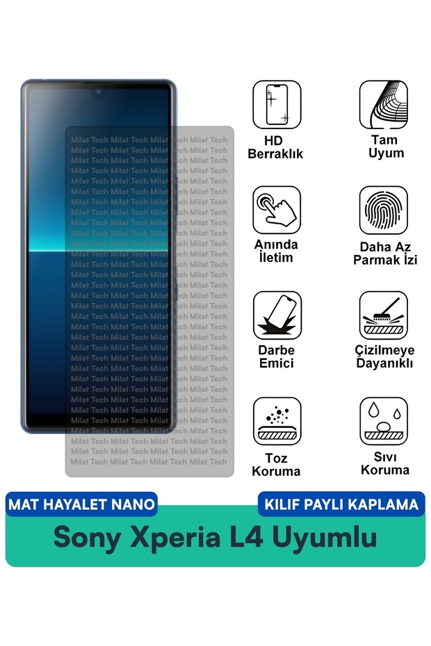حافظة Sony Xperia L4 Matte Ghost Nano متوافقة مع طبقة حماية للشاشة مقاومة للخدوش والصدمات