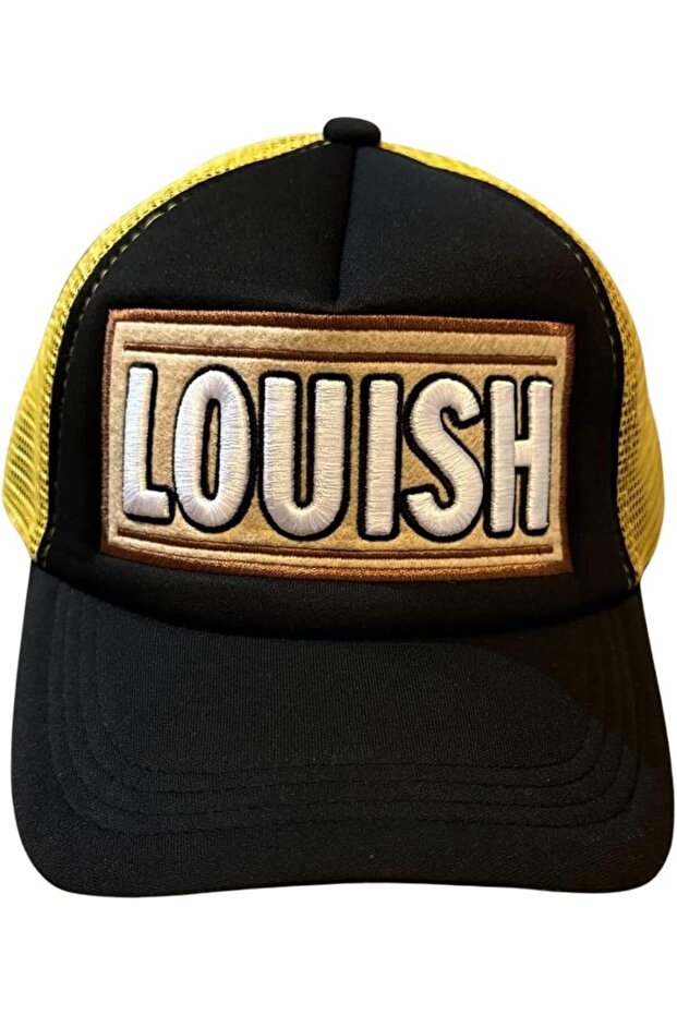 Mesh Baseball Cap 'LOUISH' - Black & Yellow, One Size
