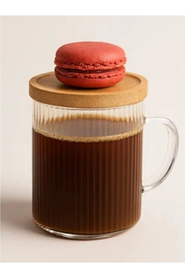 Bambu Kapaklı Sunum Seti Sunum Fanuslu Cam Kupa 300 ML - 2