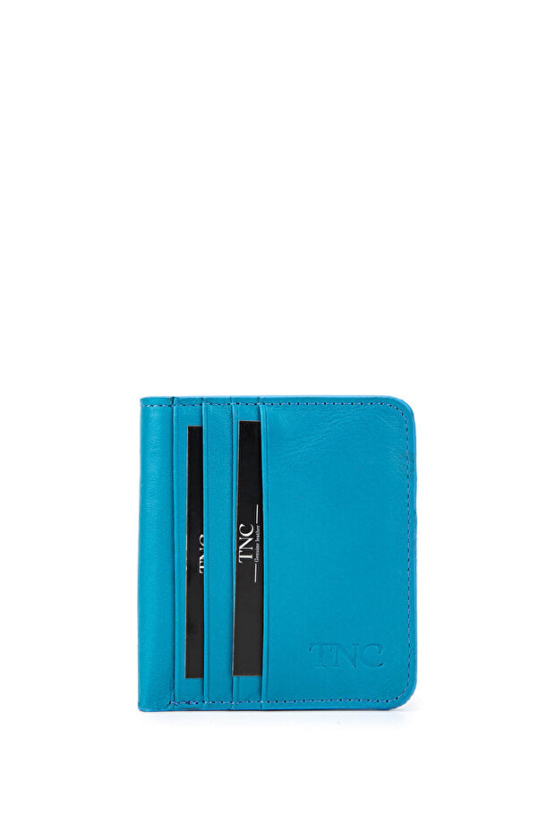Unisex Genuine Leather Blue Card Holder