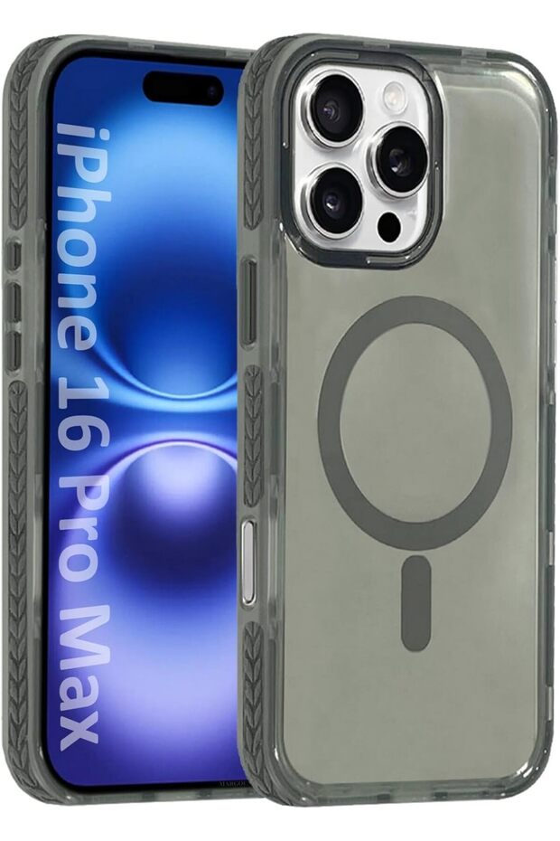 iPhone 16 Pro Max Hard PC Polycarbonate Shockproof Case (Grey Case)