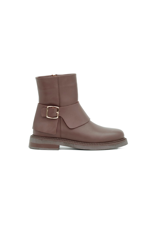 Genuine Leather Rubber Sole Zippered Women's Boots - Zb0602