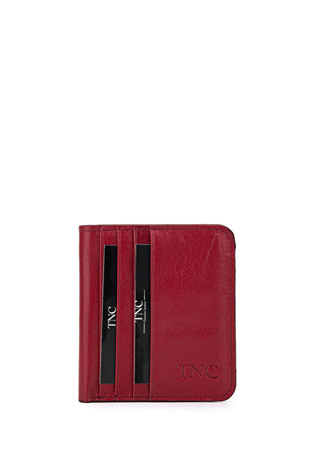 Unisex Genuine Leather Claret Red Card Holder