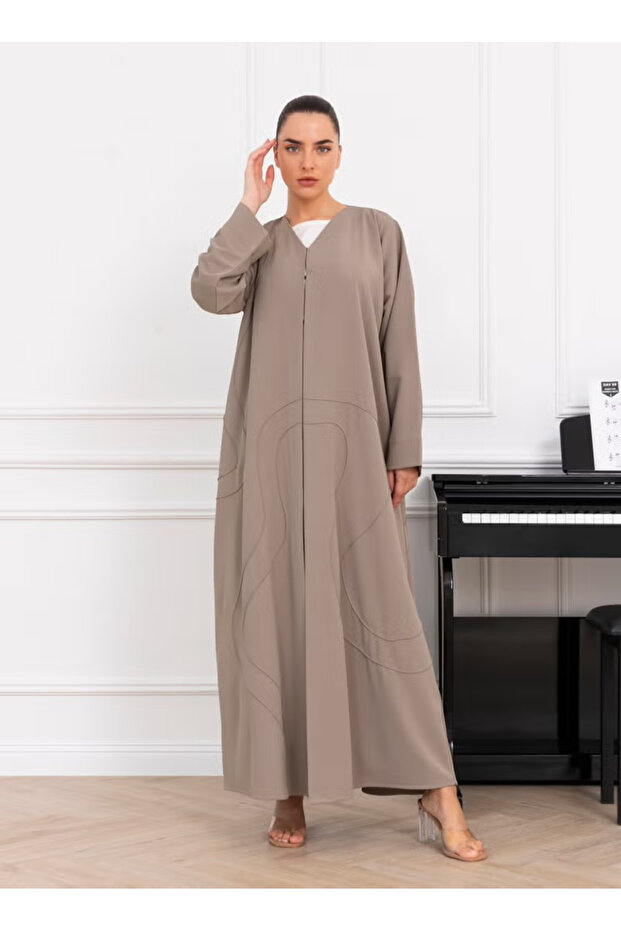 Abaya Pleated Designed Fabric Front And Back