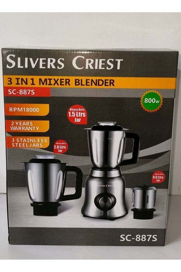 3-in-1 Multifunctional Food Processor & Blender Machine – 800W (Model SC-887S) - 1