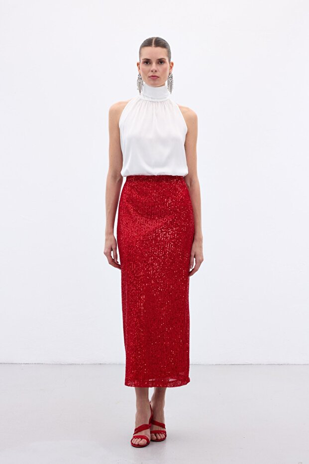 Fusta Midi Karolin - Roșu - 2