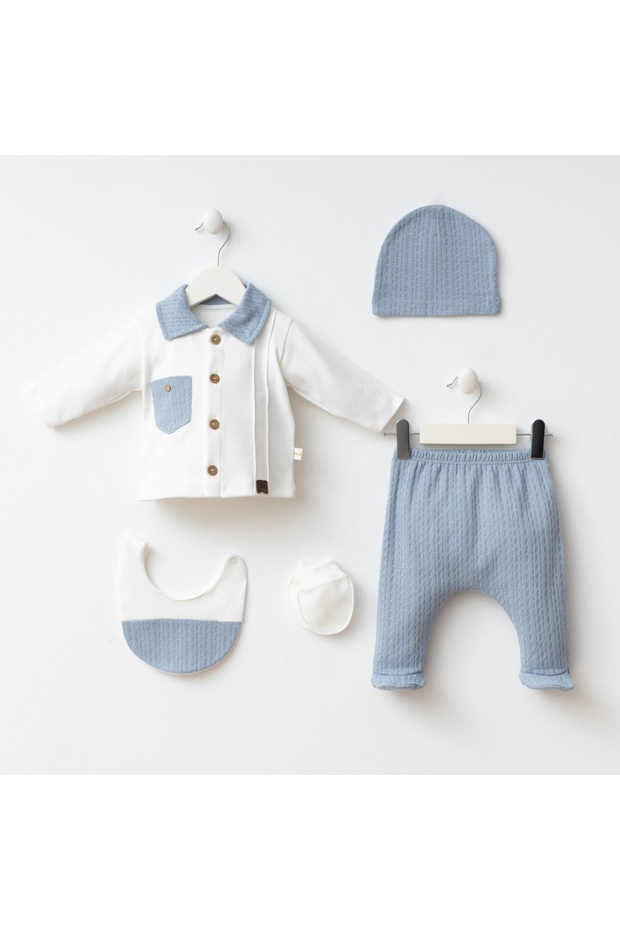 Blue Baby Boy Bodysuit Set 5 Pieces 7087