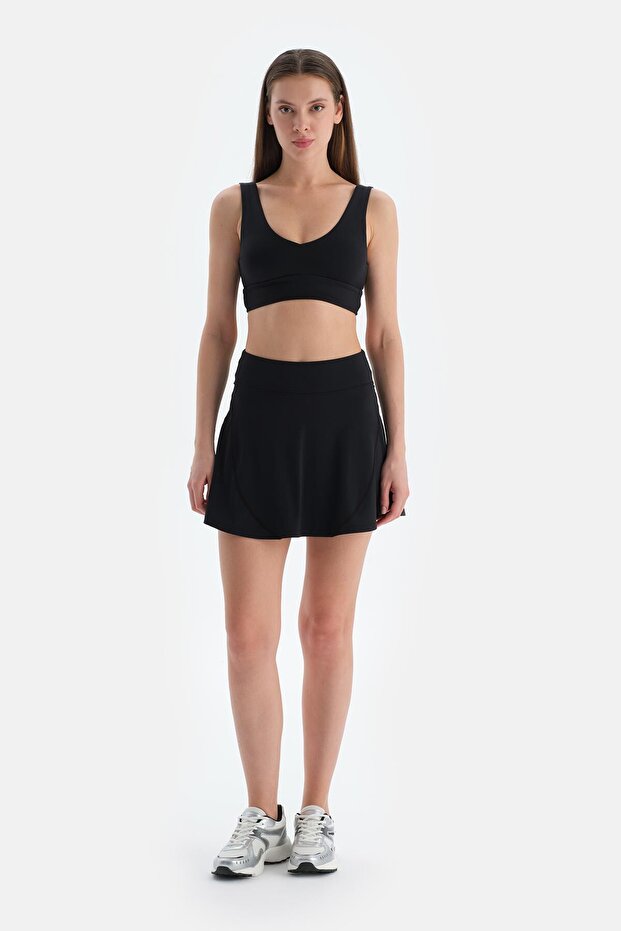 Siyah Kadın Şort Etek - 4