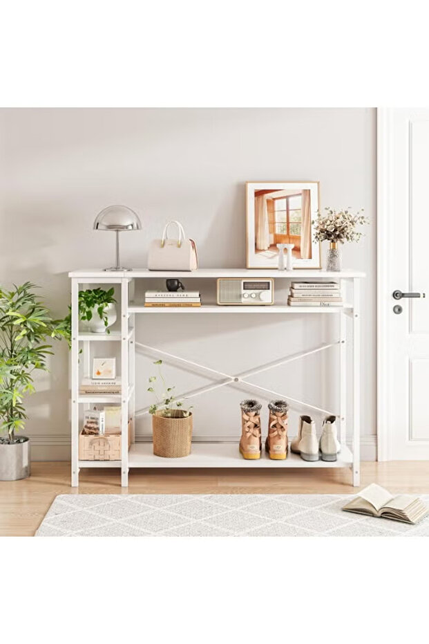 Console Tables 130 * 35 * 90cm 3 Tier Modern Sofa Table with Storage Shelf Coffee Corner