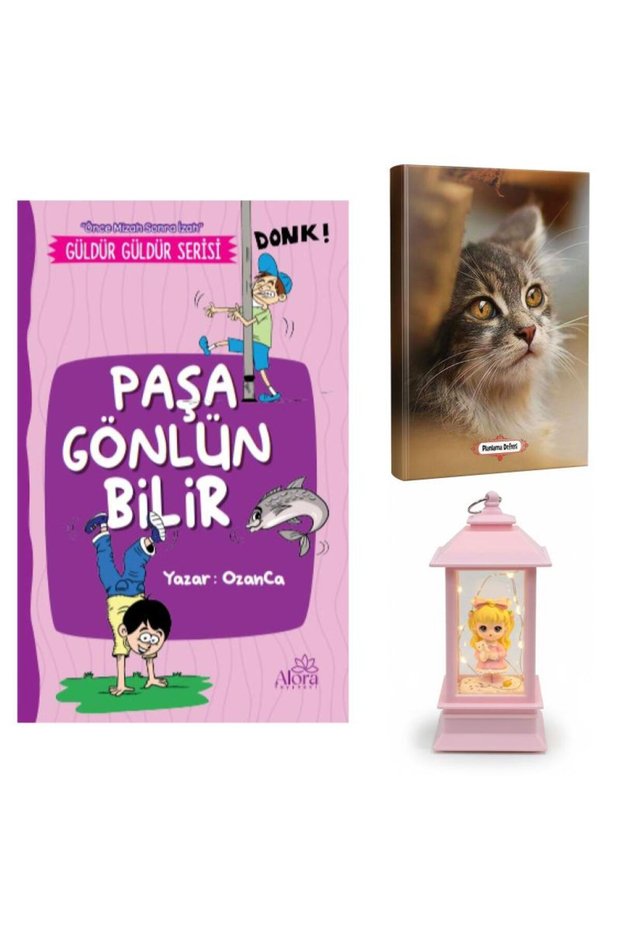 Paşa Gönlün Bilir - Little Cat Planning Notebook and Cat Girl Lantern Type Light-Up Snow Globe