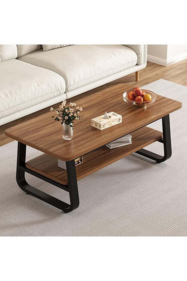 Stylish & Durable Coffee Table Sofa Side Table End Table Snack Table Bedside Table Nightstand with 2 Layer Storage for Small Space