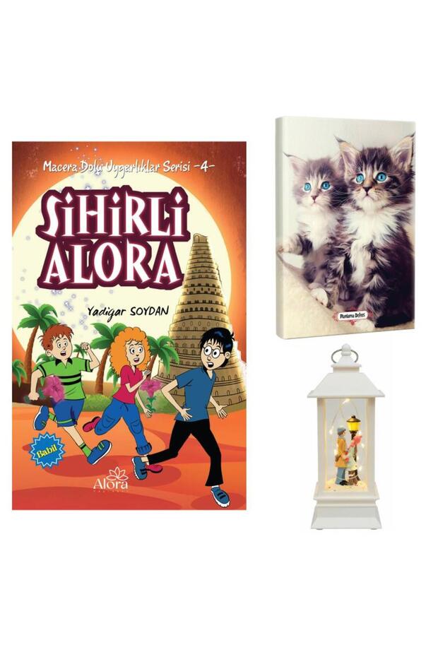 Sihirli Alora - Maviş Kediler Planning Notebook and Street Lamp Love Lantern Type Lighted Snow Globe