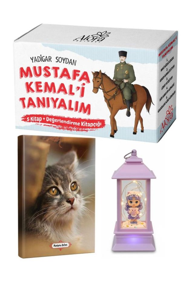 Mustafa Kemali Tanıyalım 5 Kitap - Minik Kedi Planlama Defteri and Domuzcuklu Kız Fener Kar Küresi