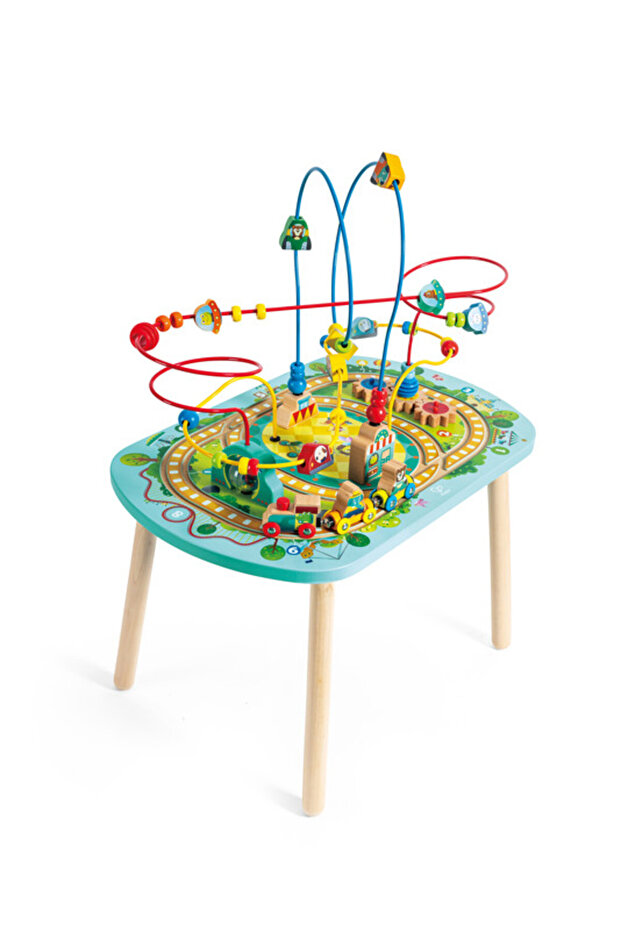 - Wooden Railway Train Activity Table w/ Bead Maze- 6pcs