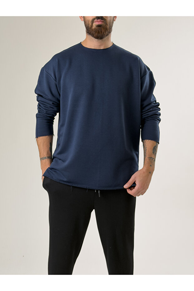 Men's Navy Blue Oversized Basic Sweat Coc2596