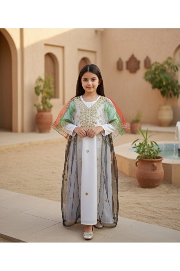 Girls Traditional Jalabiya with Embroidery