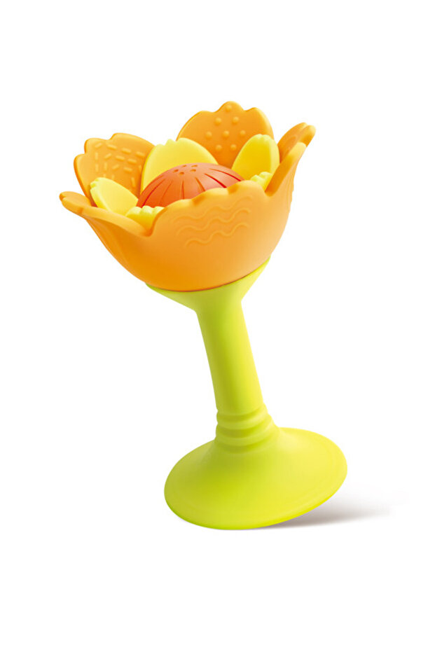 Silicone Flower Baby Rattle & Teether Suction Base 3M+